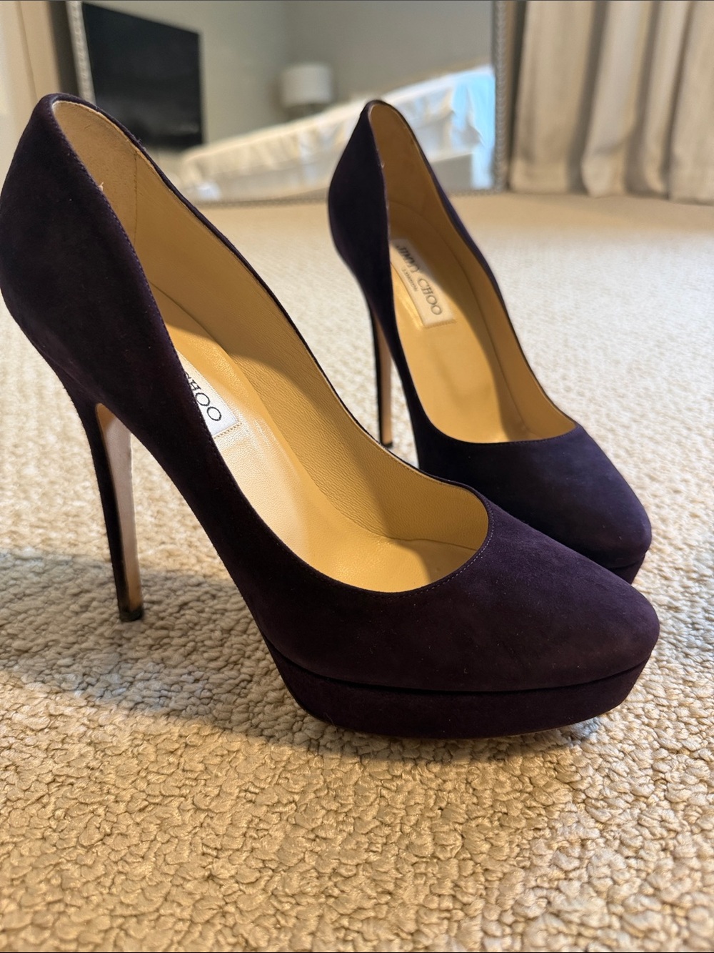 Jimmy Choo Deep Purple Suede Platform Pumps